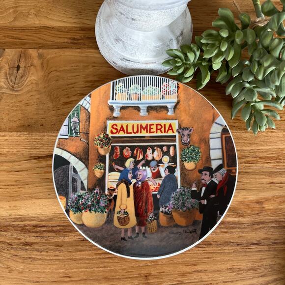 Guy Buffet Italian Village Plates Set of 6 Santa Barbara Ceramic w Box Unused - Picture 6 of 13